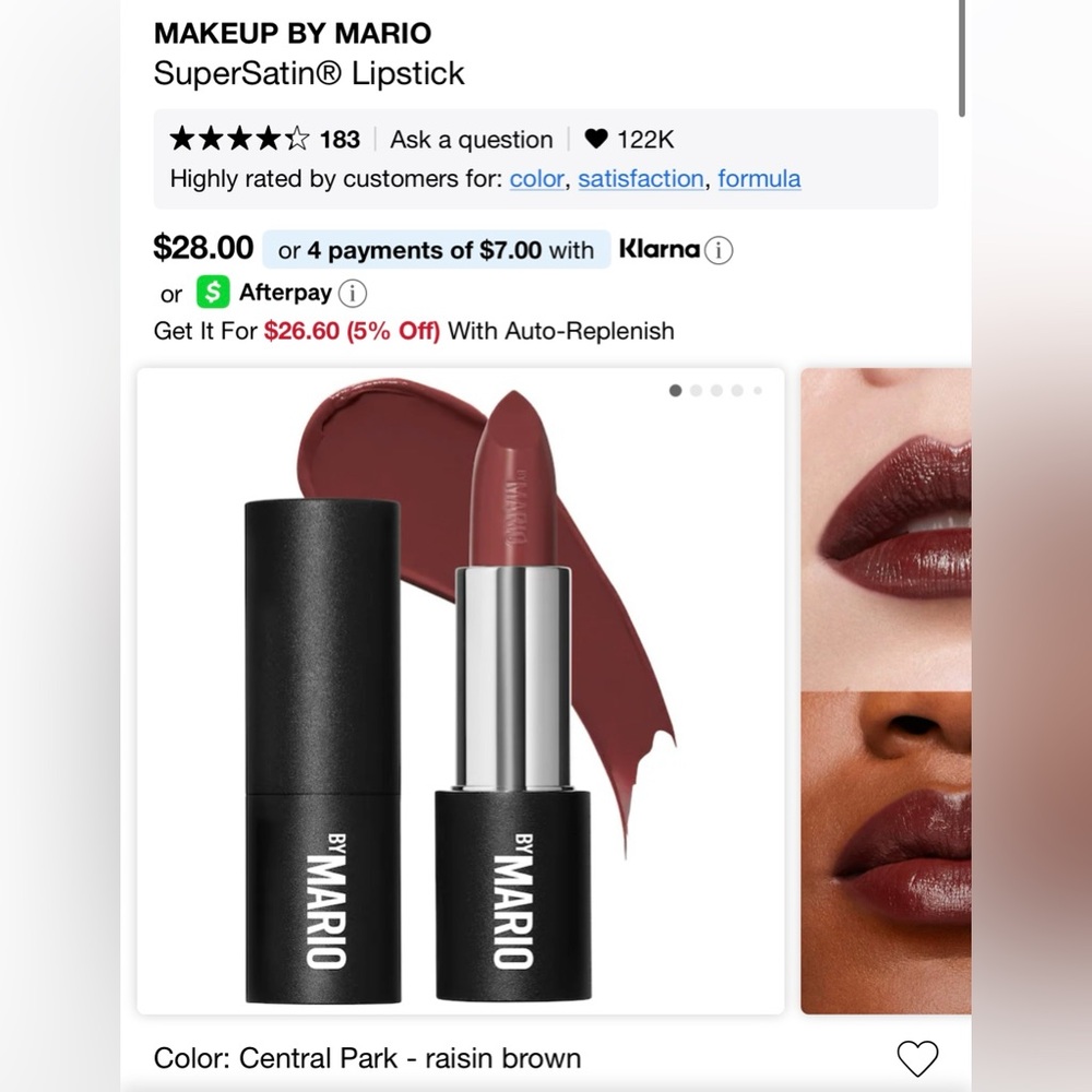 MAKEUP BY MARIO SUPERSATIN LIPSTICK - Color: Central Park